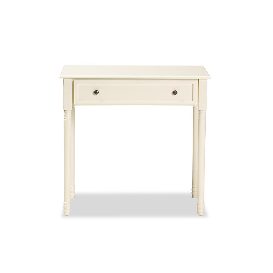 Mahler Classic and Traditional White Finished Wood 1-Drawer Console Table. Picture 3