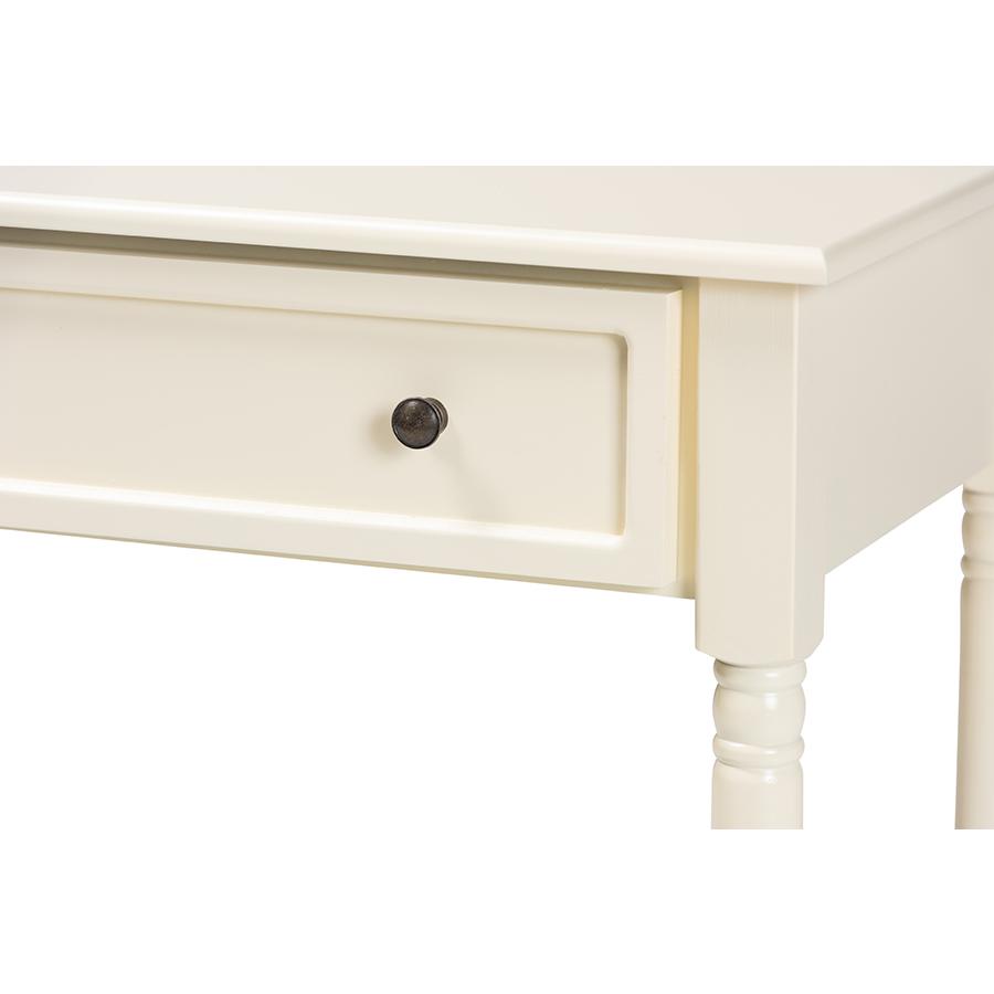 Mahler Classic and Traditional White Finished Wood 1-Drawer Console Table. Picture 5