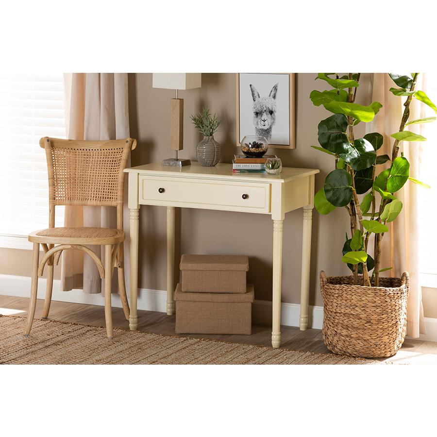 Mahler Classic and Traditional White Finished Wood 1-Drawer Console Table. Picture 8