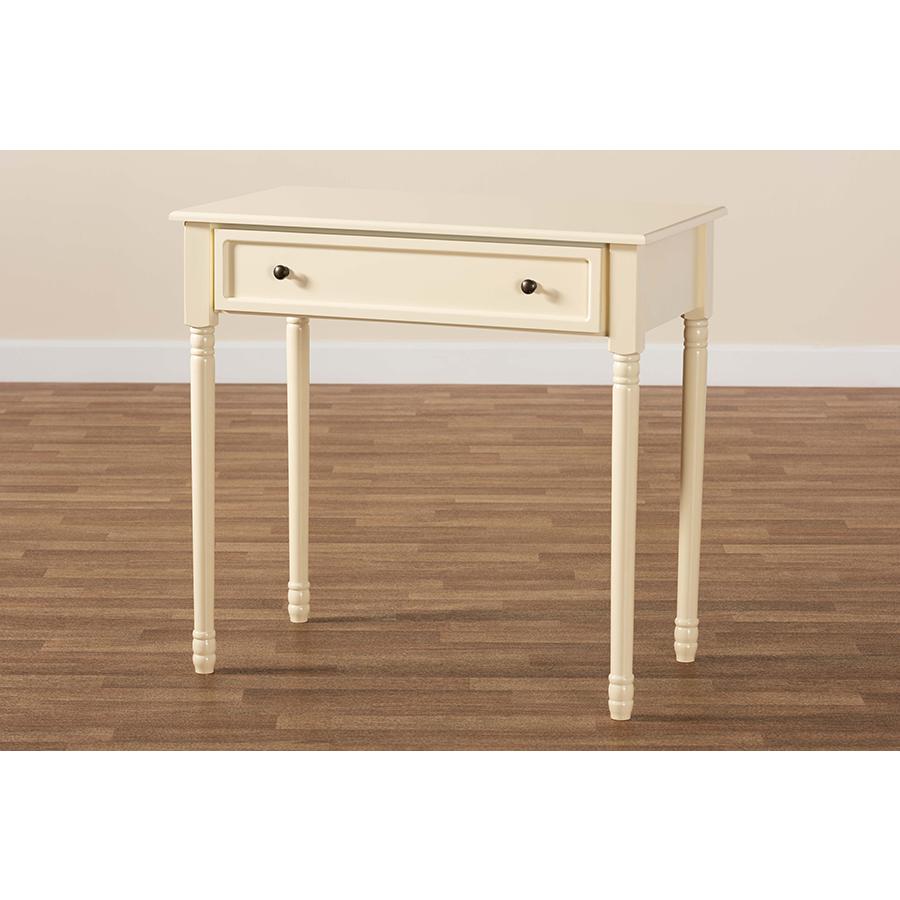 Mahler Classic and Traditional White Finished Wood 1-Drawer Console Table. Picture 9