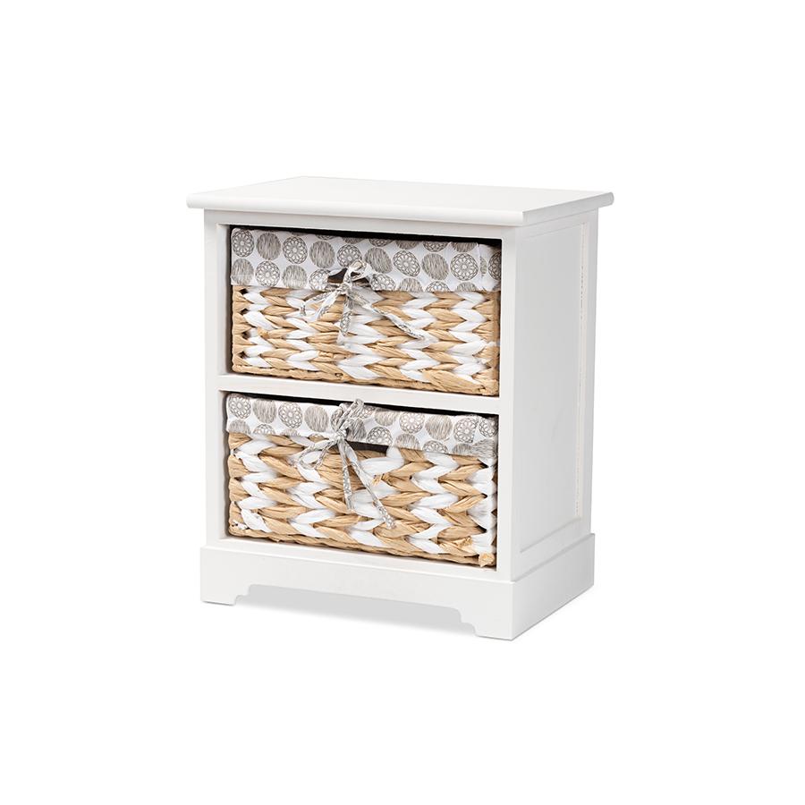 Rianne Modern Transitional White Finished Wood 2-Basket Storage Unit. Picture 1