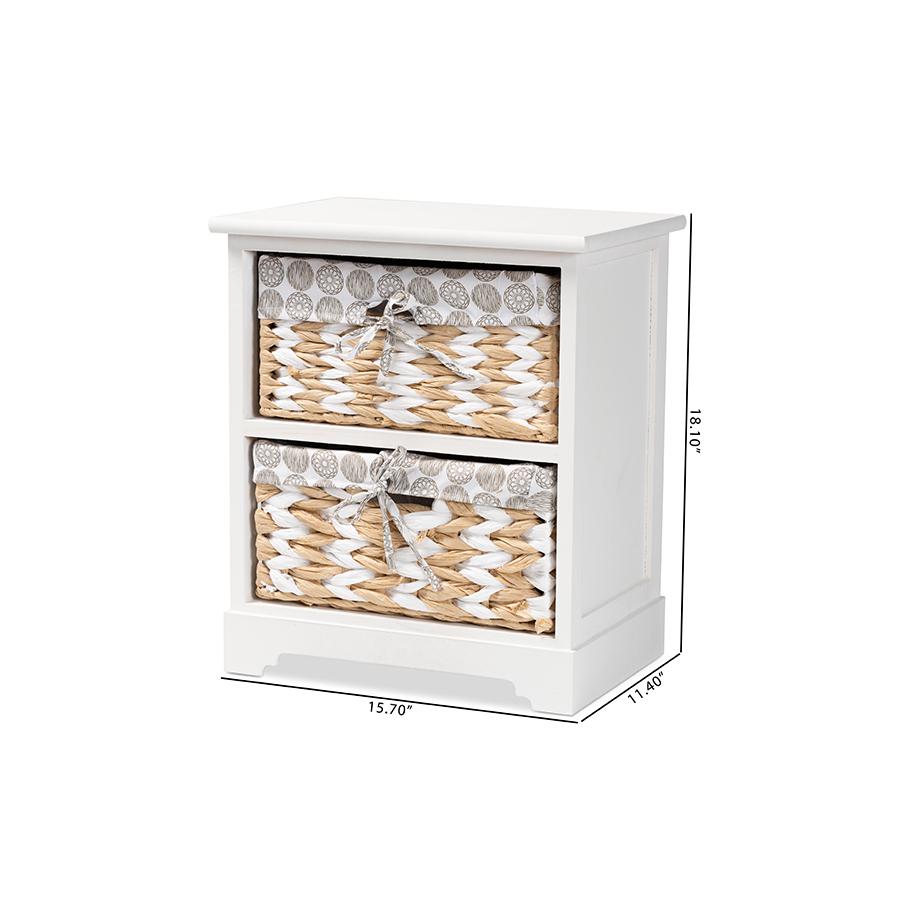 Rianne Modern Transitional White Finished Wood 2-Basket Storage Unit. Picture 10