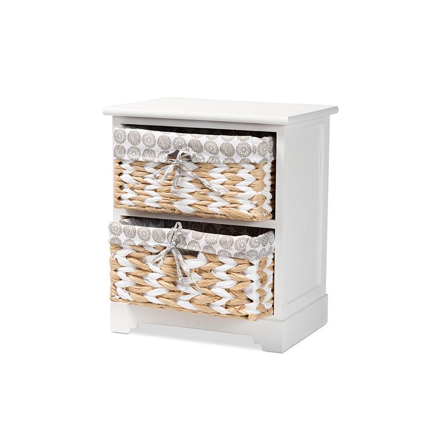 Rianne Modern Transitional White Finished Wood 2-Basket Storage Unit. Picture 2