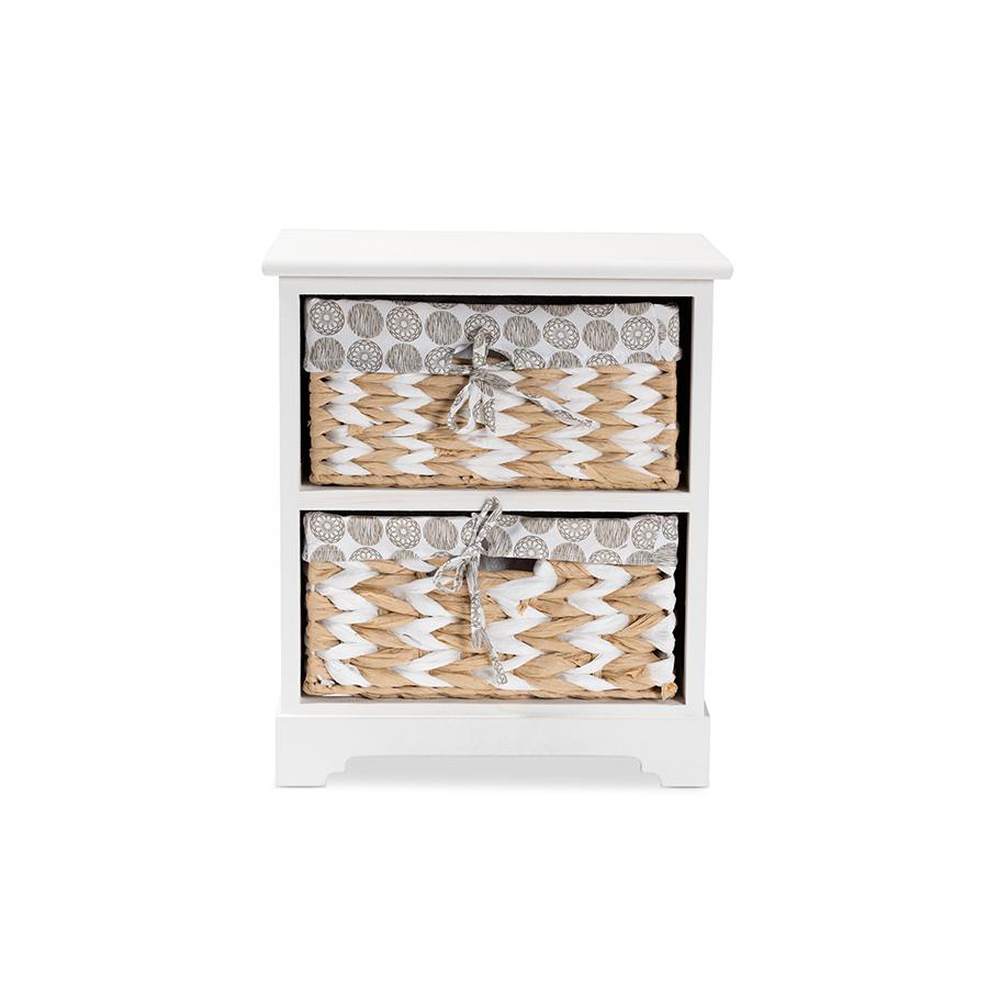 Rianne Modern Transitional White Finished Wood 2-Basket Storage Unit. Picture 3