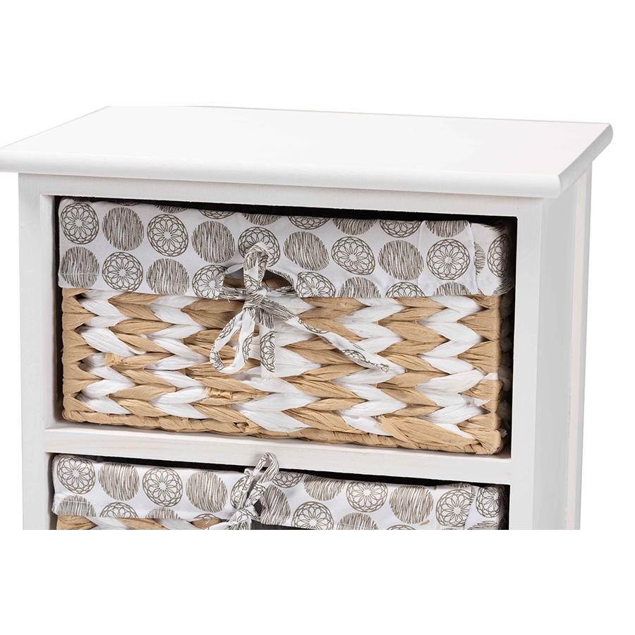 Rianne Modern Transitional White Finished Wood 2-Basket Storage Unit. Picture 5
