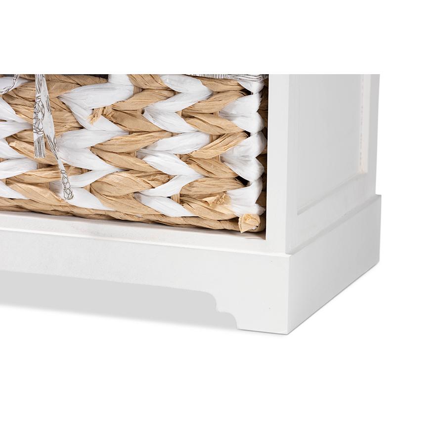 Rianne Modern Transitional White Finished Wood 2-Basket Storage Unit. Picture 6