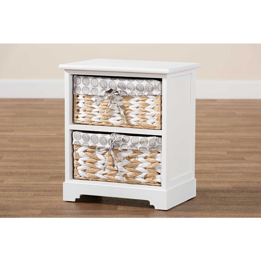 Rianne Modern Transitional White Finished Wood 2-Basket Storage Unit. Picture 9