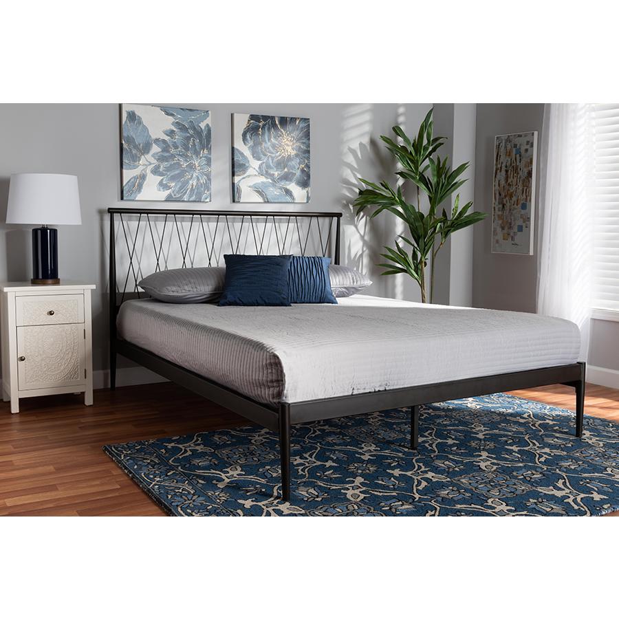 Baxton Studio Nano Modern and Contemporary Black Finished Metal Full Size Platform Bed. Picture 1