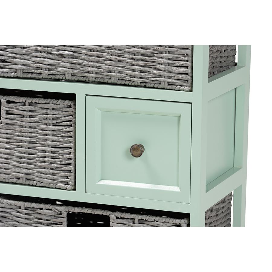 Mint Green Finished Wood 3-Drawer Storage Unit with Baskets. Picture 5
