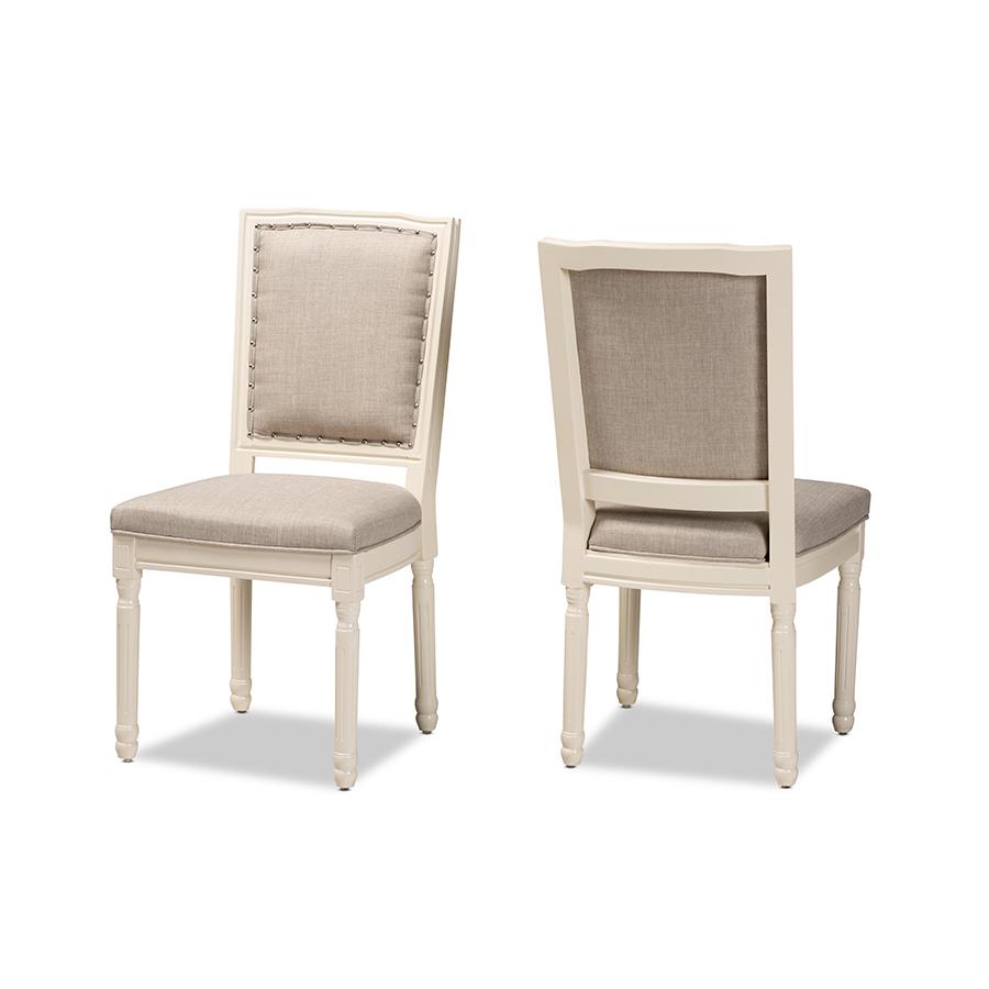 White Finished Wood 2-Piece Dining Chair Set. Picture 1