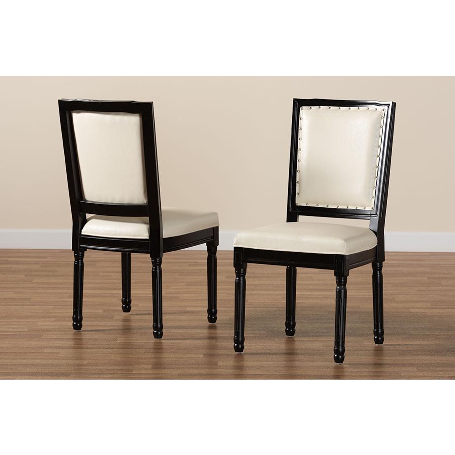 Leather Upholstered and Black Finished Wood 2-Piece Dining Chair Set. Picture 8