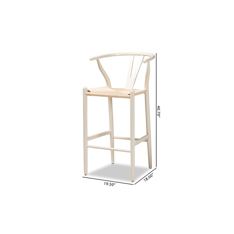 Paxton Modern and Contemporary White Finished Wood 2-Piece Bar Stool Set. Picture 9