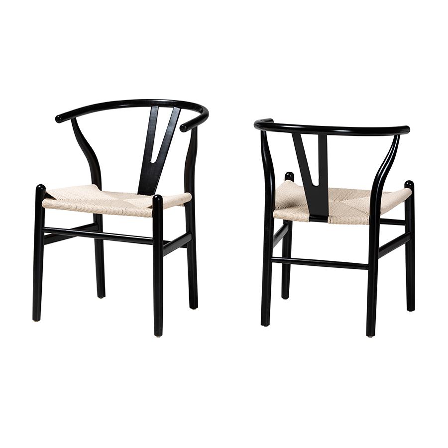 Baxton Studio Paxton Modern Black Finished Wood 2-Piece Dining Chair Set. Picture 1