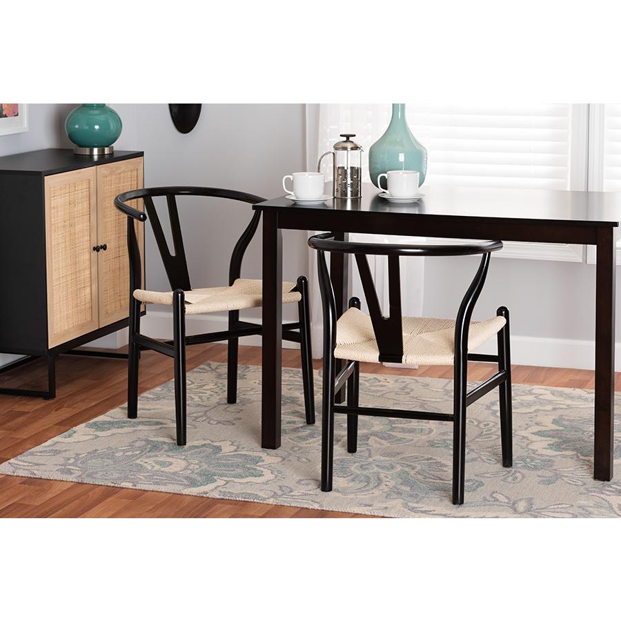 Baxton Studio Paxton Modern Black Finished Wood 2-Piece Dining Chair Set. Picture 7