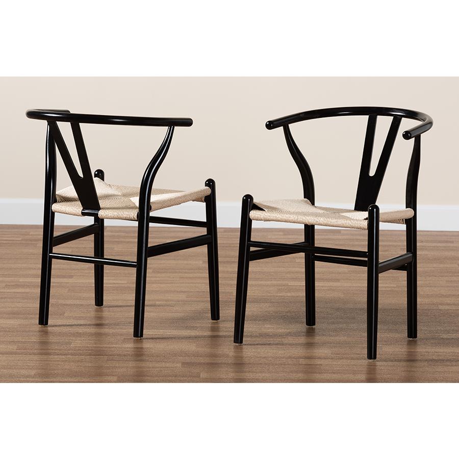 Baxton Studio Paxton Modern Black Finished Wood 2-Piece Dining Chair Set. Picture 8