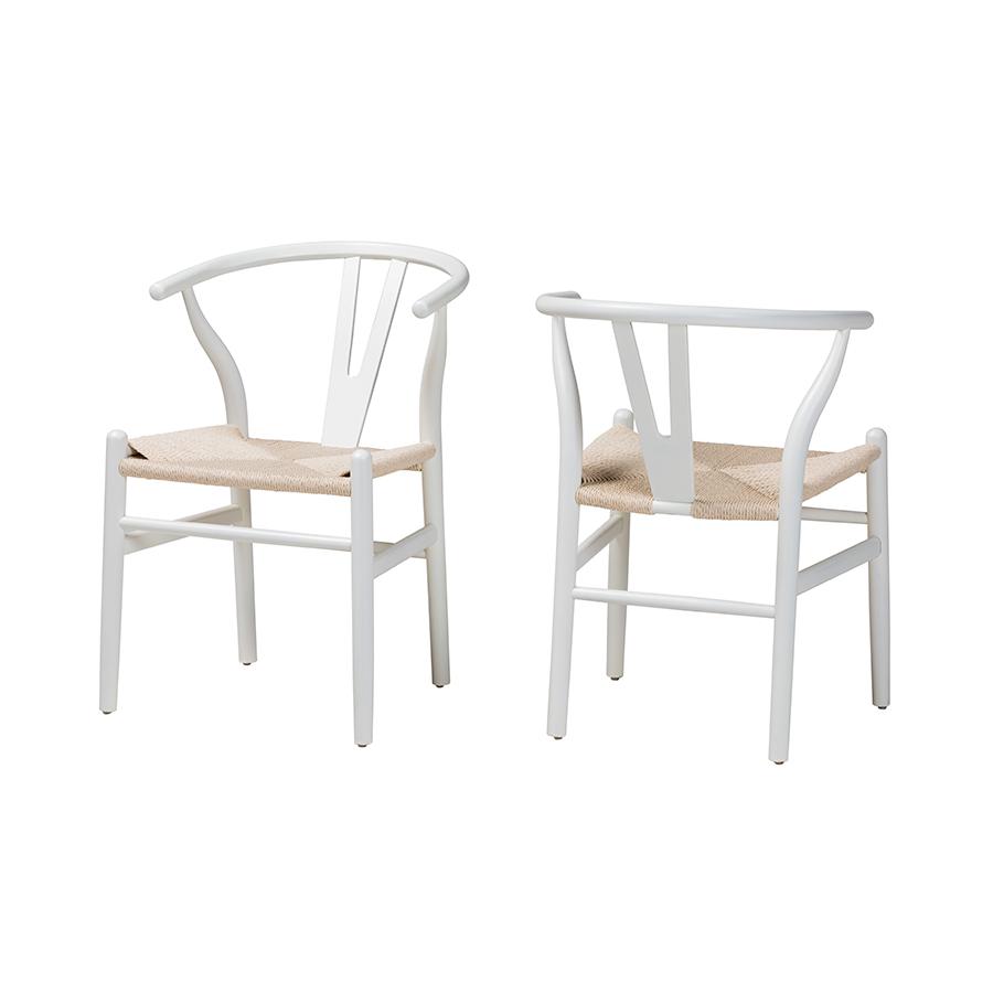 Baxton Studio Paxton Modern White Finished Wood 2-Piece Dining Chair Set. Picture 1