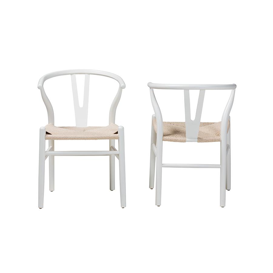 Baxton Studio Paxton Modern White Finished Wood 2-Piece Dining Chair Set. Picture 2