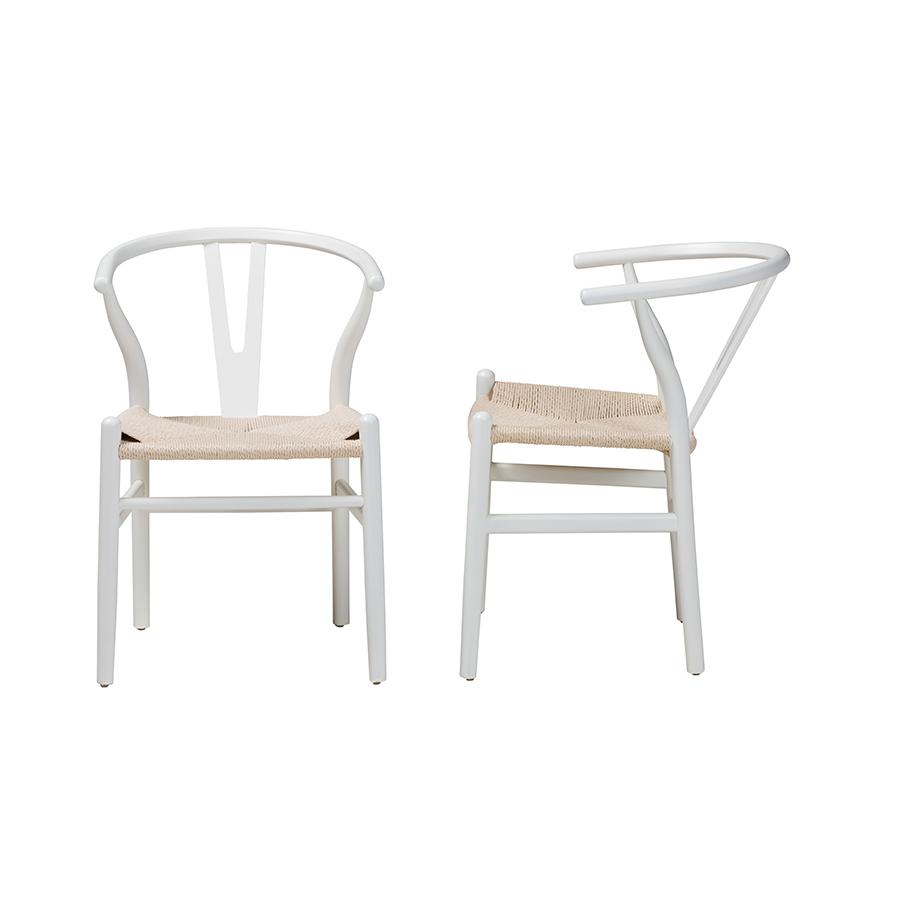 Baxton Studio Paxton Modern White Finished Wood 2-Piece Dining Chair Set. Picture 3