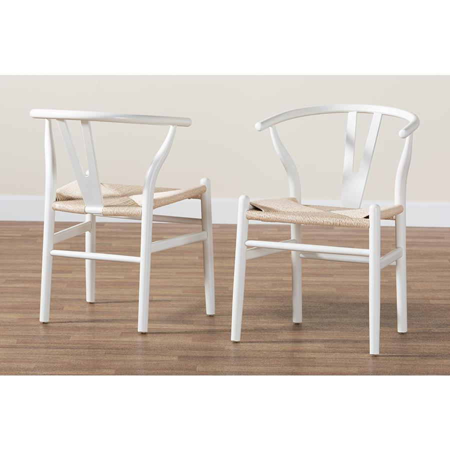 Baxton Studio Paxton Modern White Finished Wood 2-Piece Dining Chair Set. Picture 8