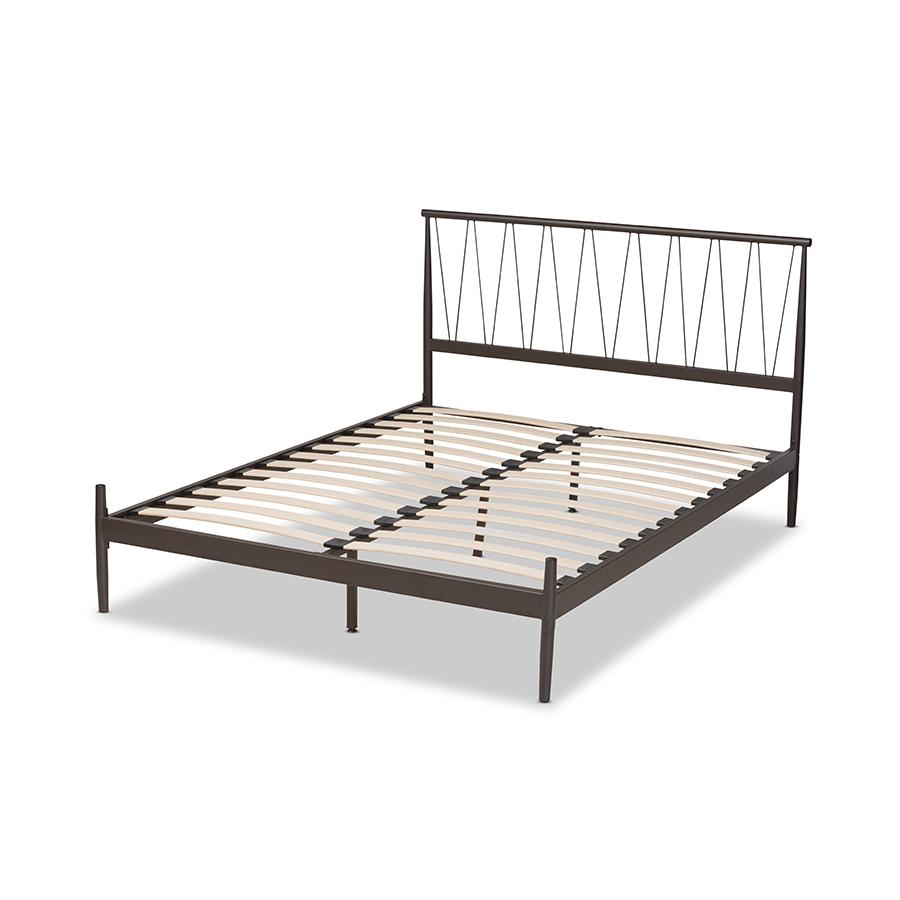 Samir Modern Industrial Black Bronze Finished Metal Full Size Platform Bed. Picture 3