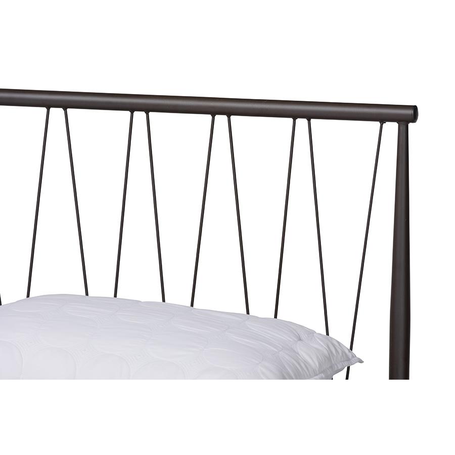 Samir Modern Industrial Black Bronze Finished Metal Full Size Platform Bed. Picture 4