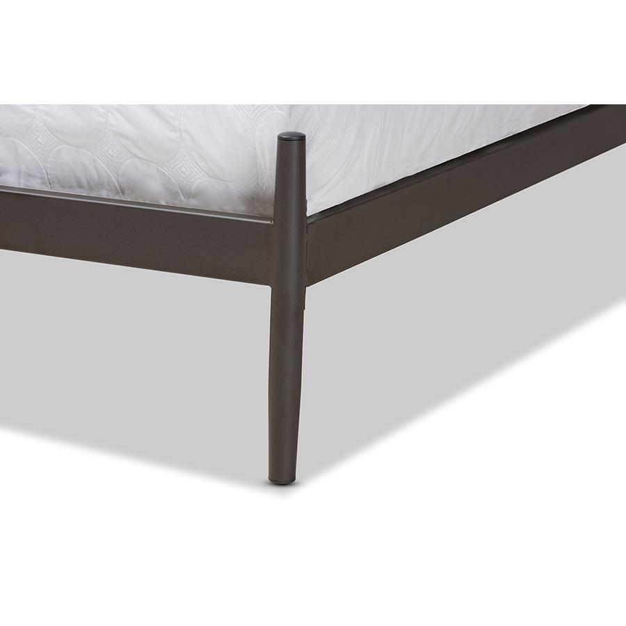 Samir Modern Industrial Black Bronze Finished Metal Full Size Platform Bed. Picture 5