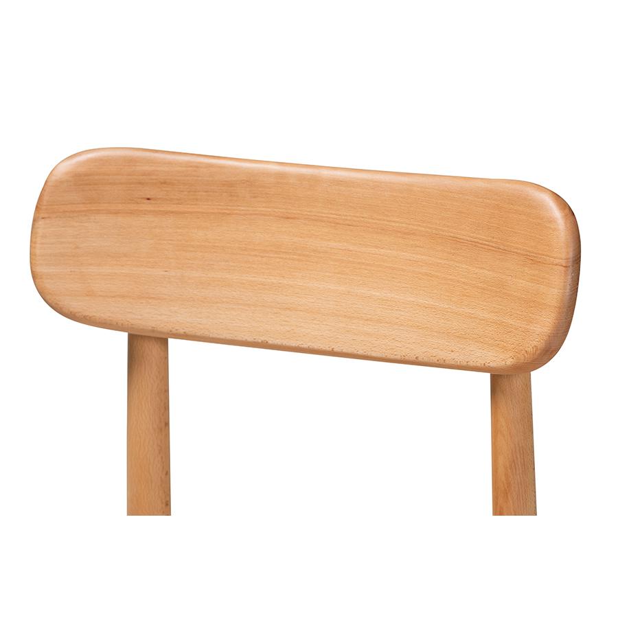 Raheem Mid-Century Modern Brown Hemp and Wood 2-Piece Dining Chair Set. Picture 4