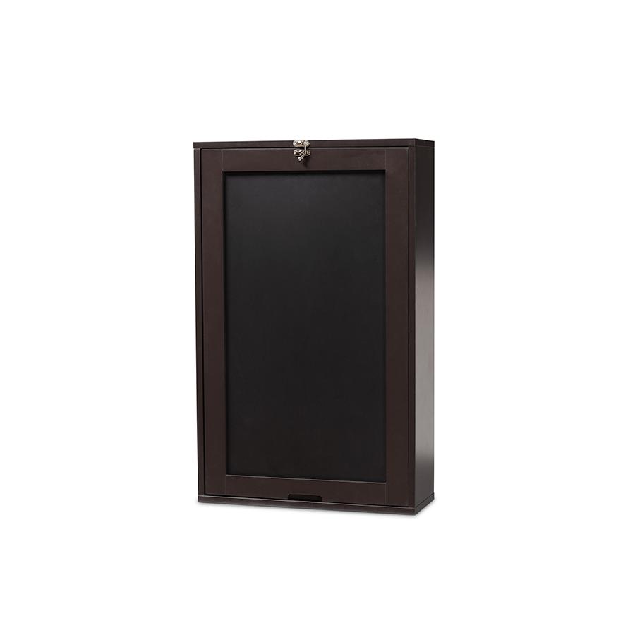 Dark Brown Finished Wood Wall-Mounted Folding Desk. Picture 4
