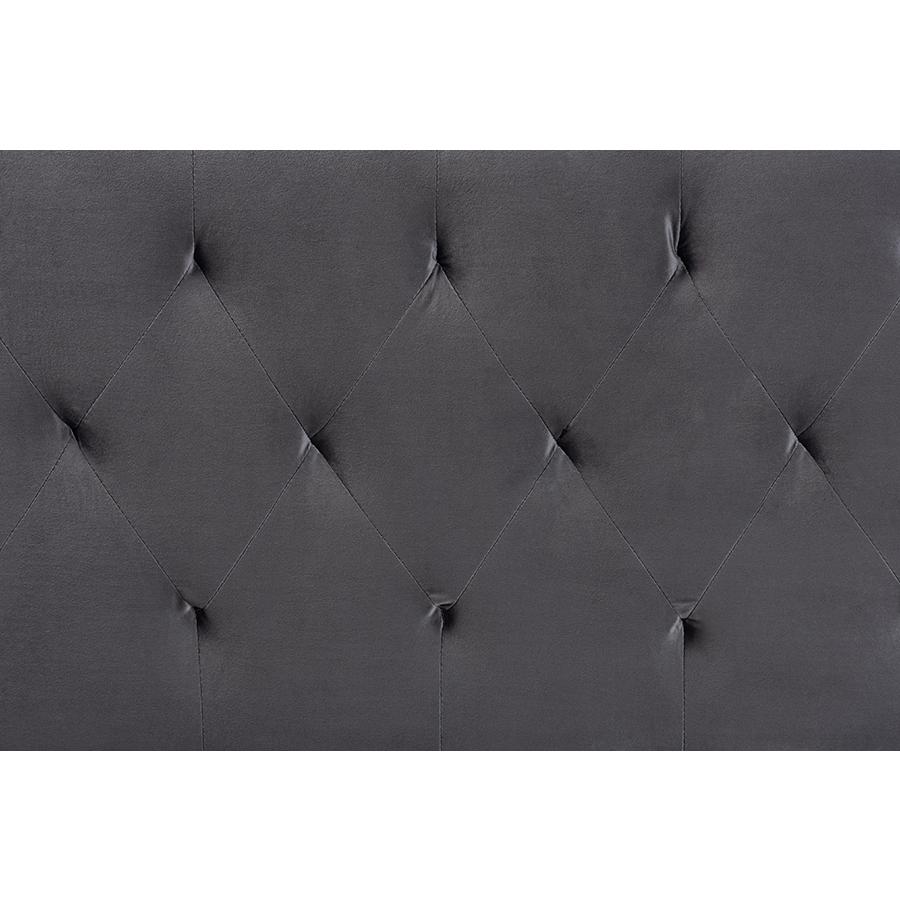 Baxton Studio Felix Modern and Contemporary Grey Velvet Fabric Upholstered Full Size Headboard. Picture 3