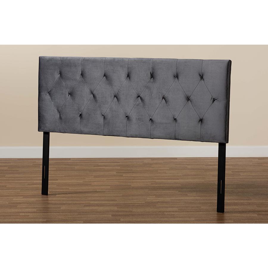 Baxton Studio Felix Modern and Contemporary Grey Velvet Fabric Upholstered Full Size Headboard. Picture 5