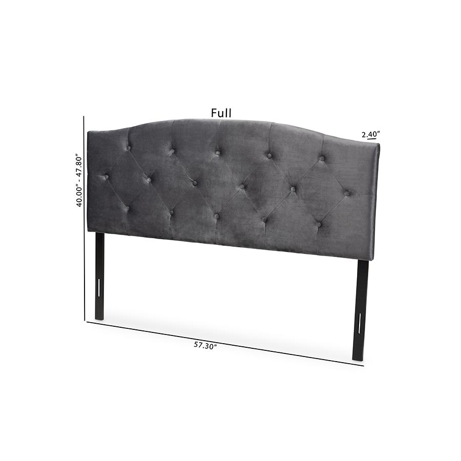 Leone Modern and Contemporary Grey Velvet Fabric Upholstered Full Size Headboard. Picture 6