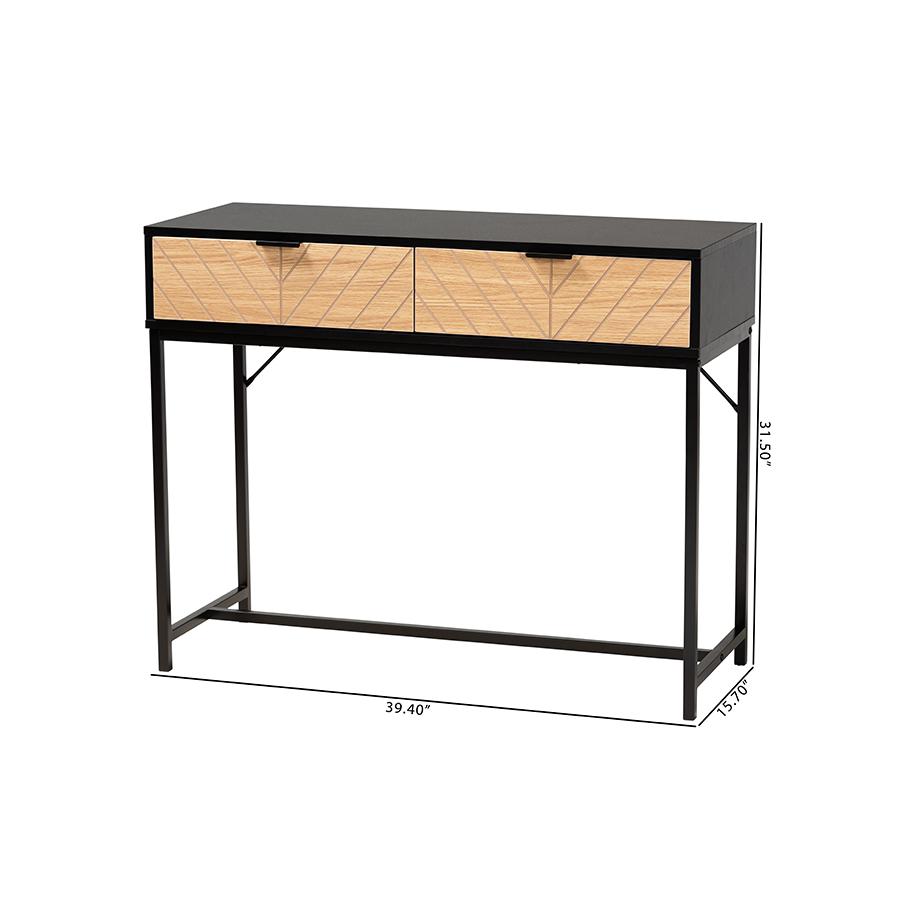 Black Metal 2-Drawer Console Table. Picture 10