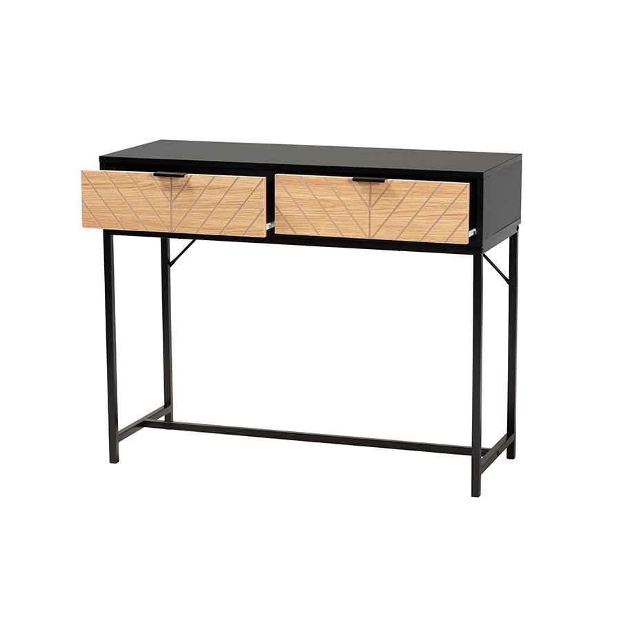 Black Metal 2-Drawer Console Table. Picture 2