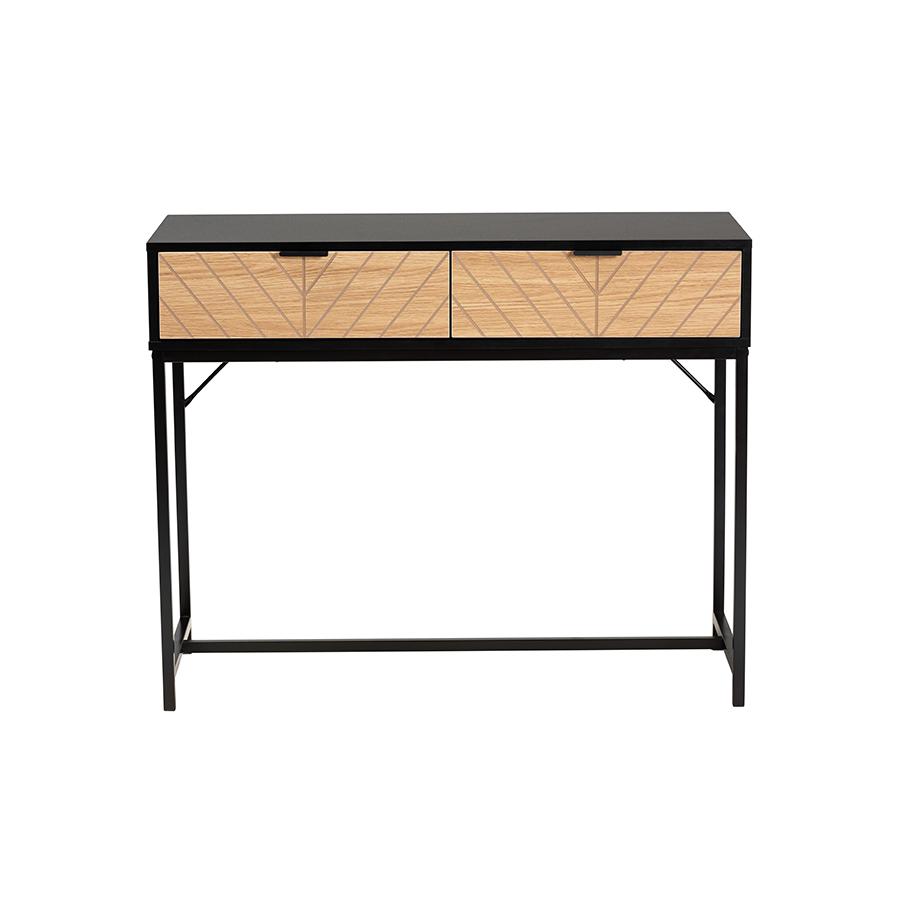 Black Metal 2-Drawer Console Table. Picture 3
