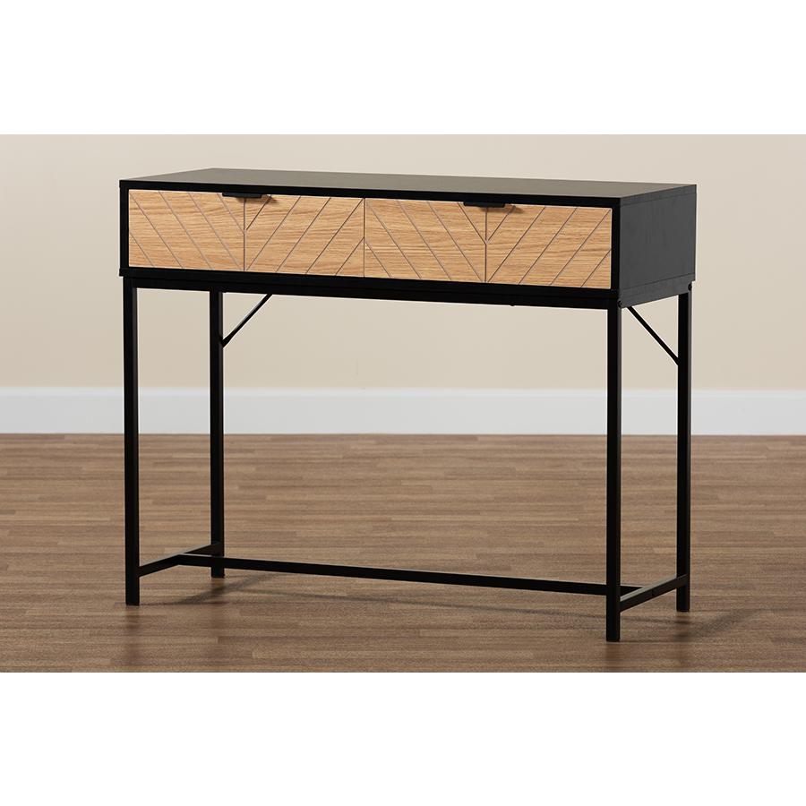 Black Metal 2-Drawer Console Table. Picture 9