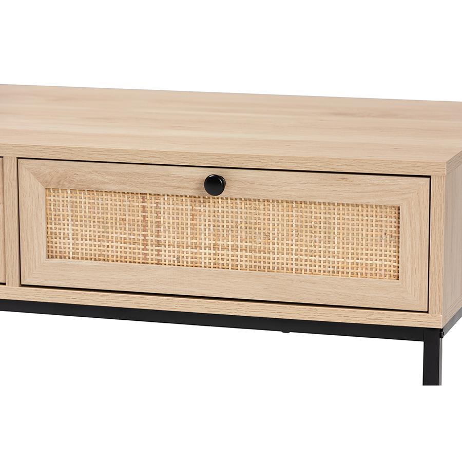 Natural Rattan 2-Drawer Coffee Table. Picture 5