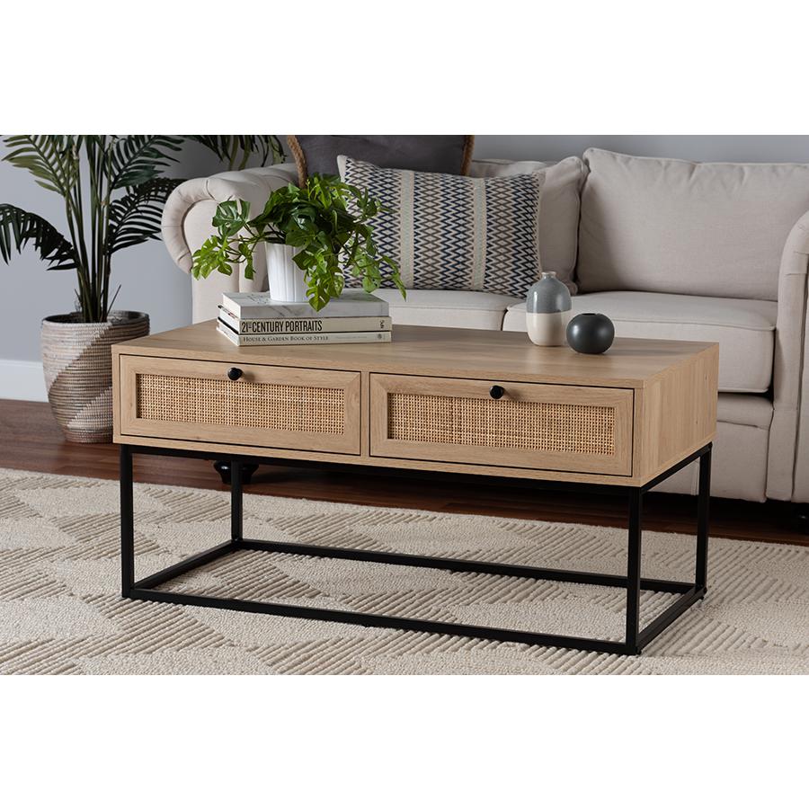 Natural Rattan 2-Drawer Coffee Table. Picture 8