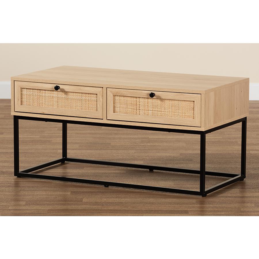 Natural Rattan 2-Drawer Coffee Table. Picture 9