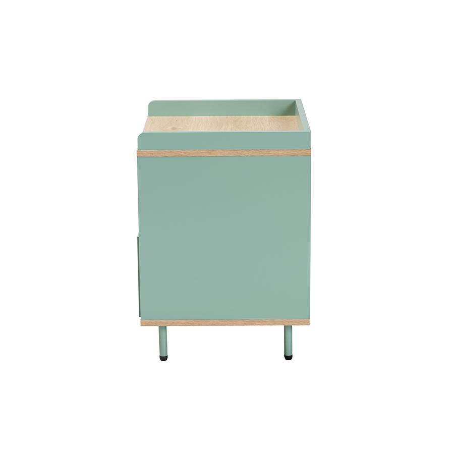 Baxton Studio Tavita Mid-Century Modern Two-Tone Mint Green and Oak Brown Finished Wood 1-Drawer Nightstand. Picture 5