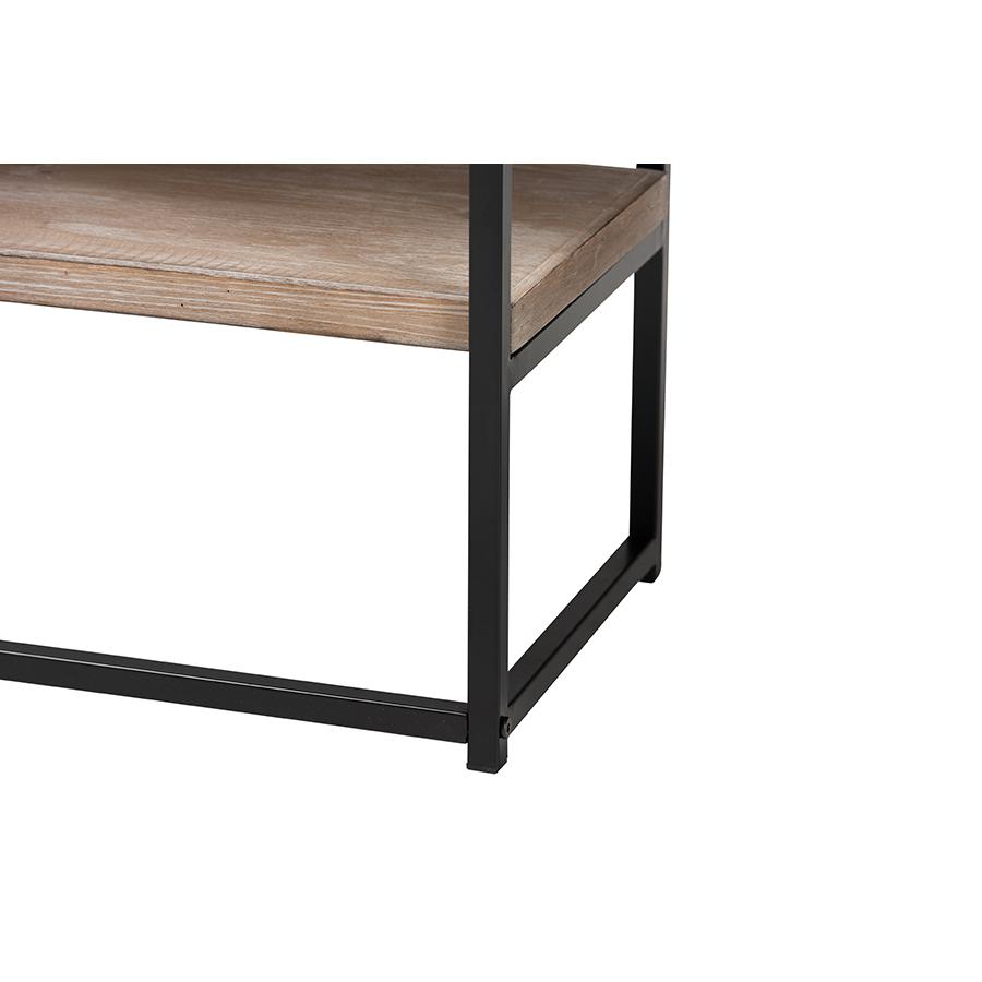 Industrial Natural Brown Finished Wood and Black Metal 2-Drawer Console Table. Picture 6