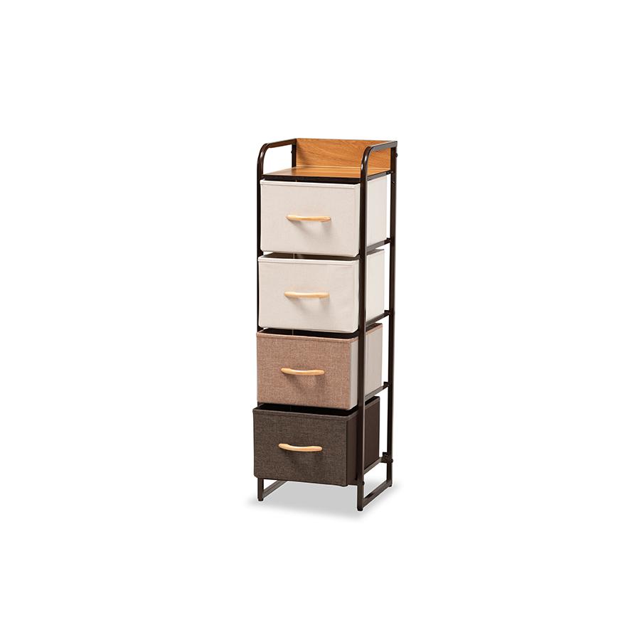 Baxton Studio Volkan Modern Multi-Colored Fabric Upholstered and Black Metal 4-Drawer Storage Cabinet. Picture 3