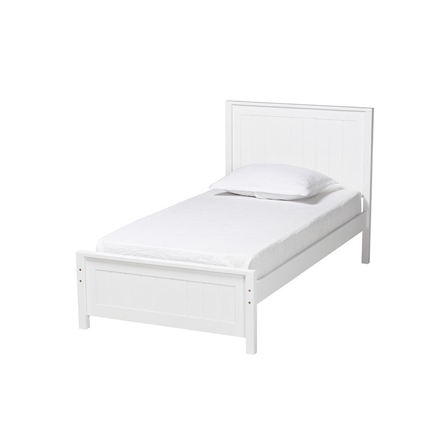 Baxton Studio Neves Classic and Traditional White Finished Wood Twin Size Platform Bed. Picture 2