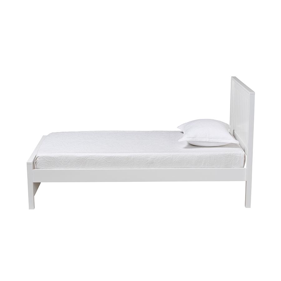 Baxton Studio Neves Classic and Traditional White Finished Wood Twin Size Platform Bed. Picture 3