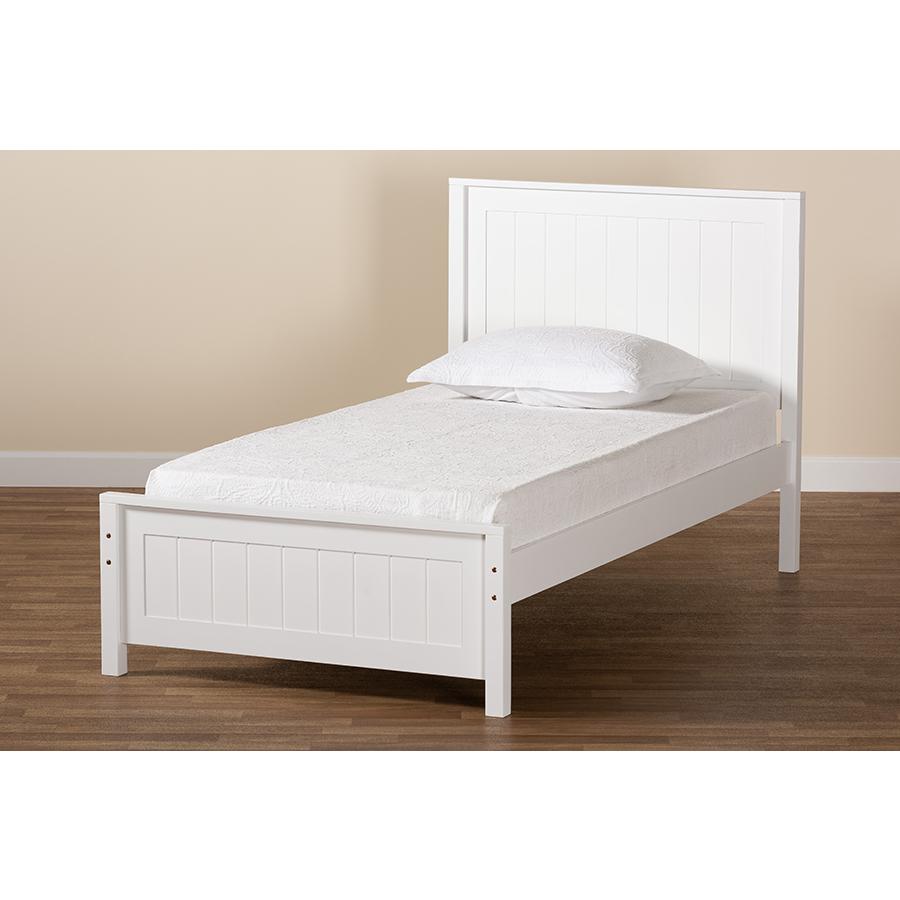Baxton Studio Neves Classic and Traditional White Finished Wood Twin Size Platform Bed. Picture 9
