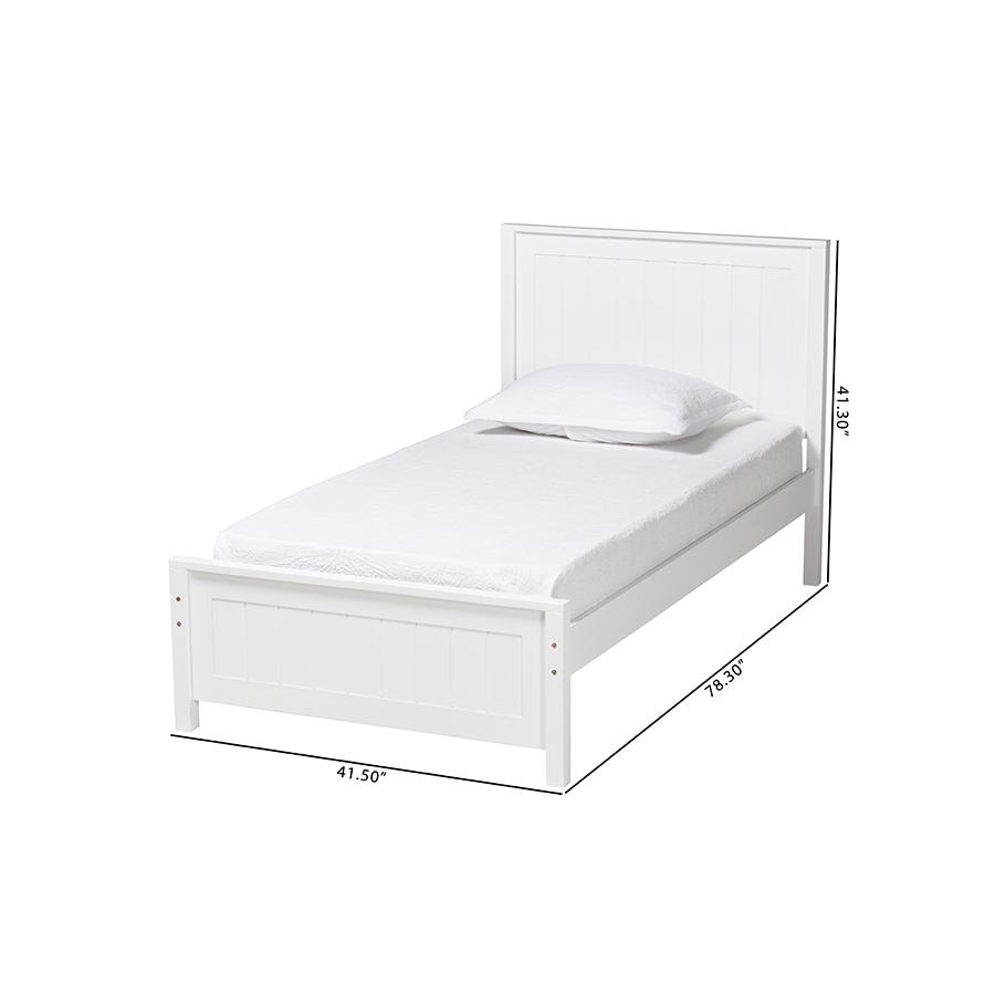 Baxton Studio Neves Classic and Traditional White Finished Wood Twin Size Platform Bed. Picture 10