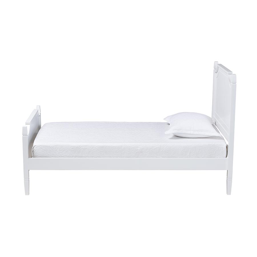Mariana Classic and Traditional White Finished Wood Twin Size Platform Bed. Picture 2