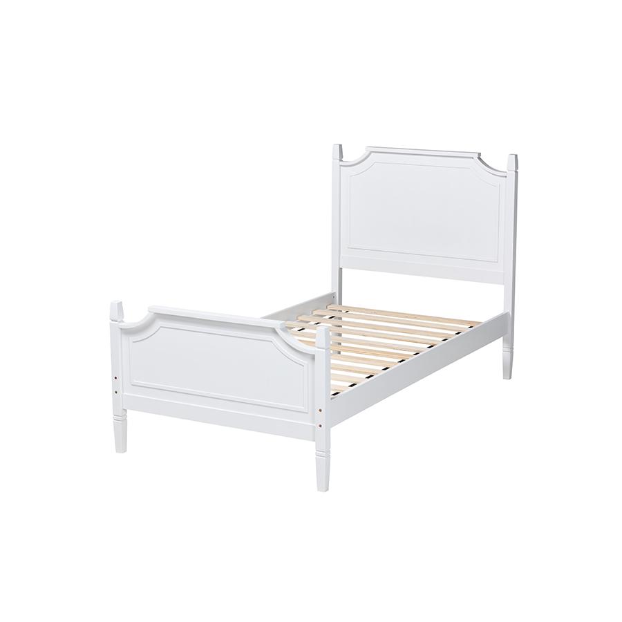 Mariana Classic and Traditional White Finished Wood Twin Size Platform Bed. Picture 3