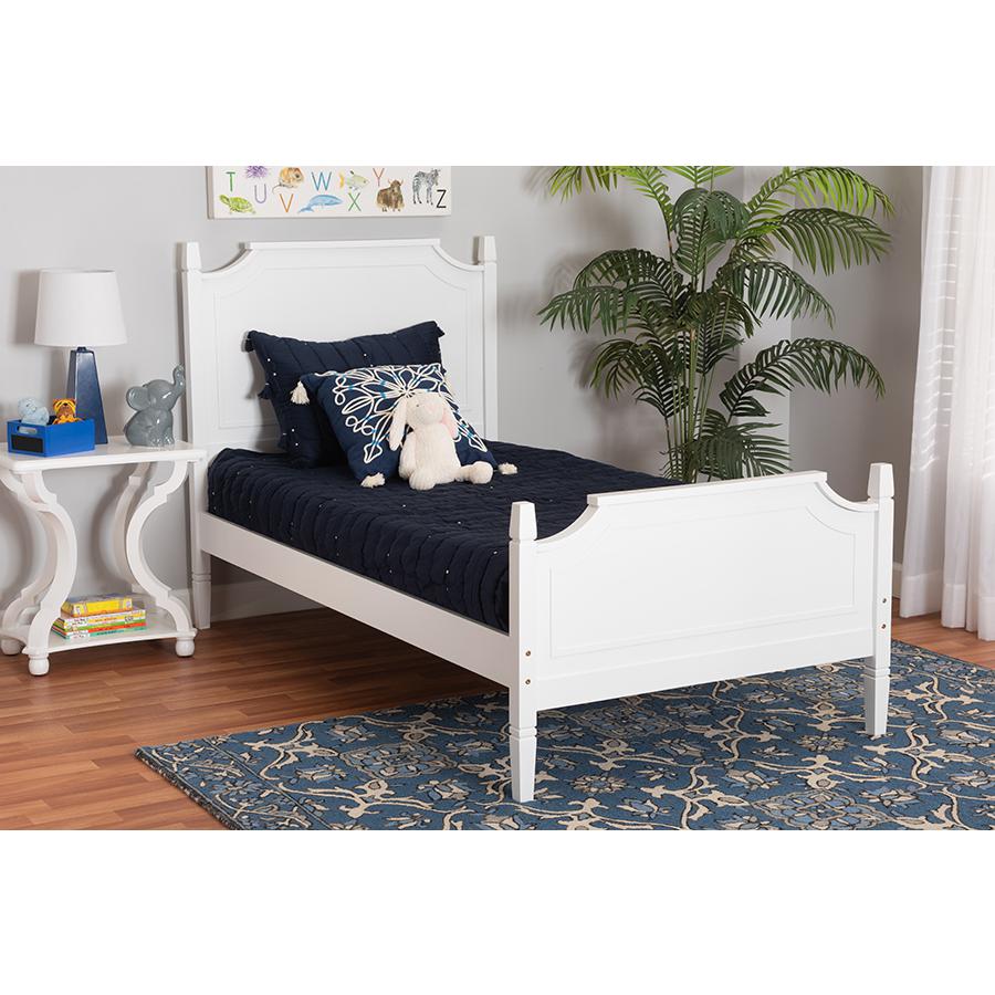 Mariana Classic and Traditional White Finished Wood Twin Size Platform Bed. Picture 7