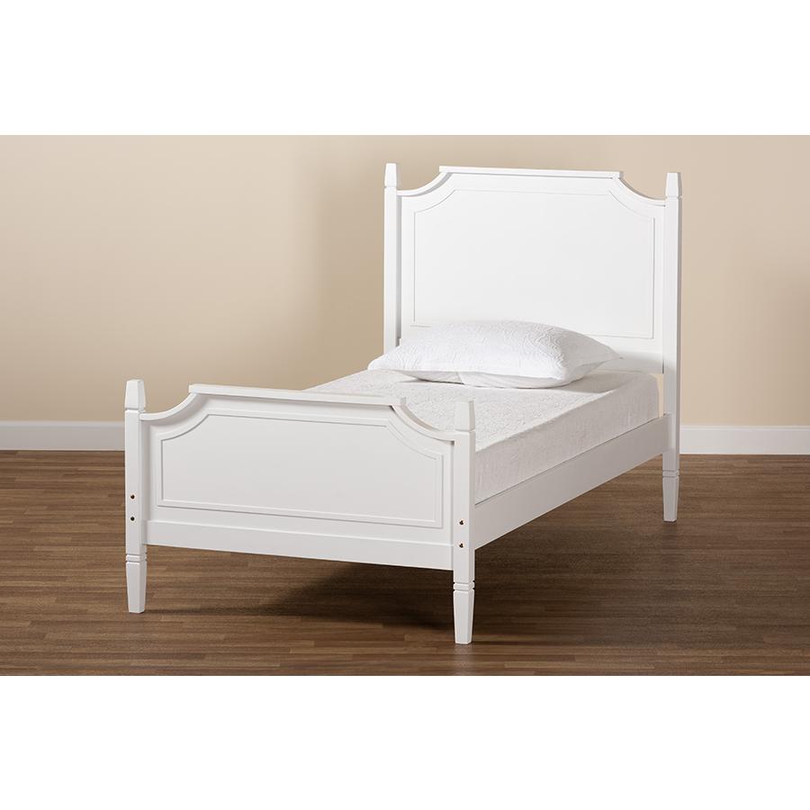 Mariana Classic and Traditional White Finished Wood Twin Size Platform Bed. Picture 8