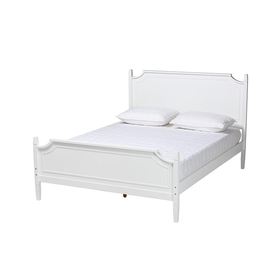 Mariana Classic and Traditional White Finished Wood Queen Size Platform Bed. Picture 1